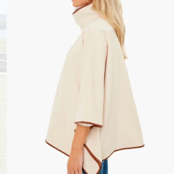 Ivory Pearl Leather Trim Funnel Neck Piper Poncho
TUCKERNUCK - Picture 6 of 8